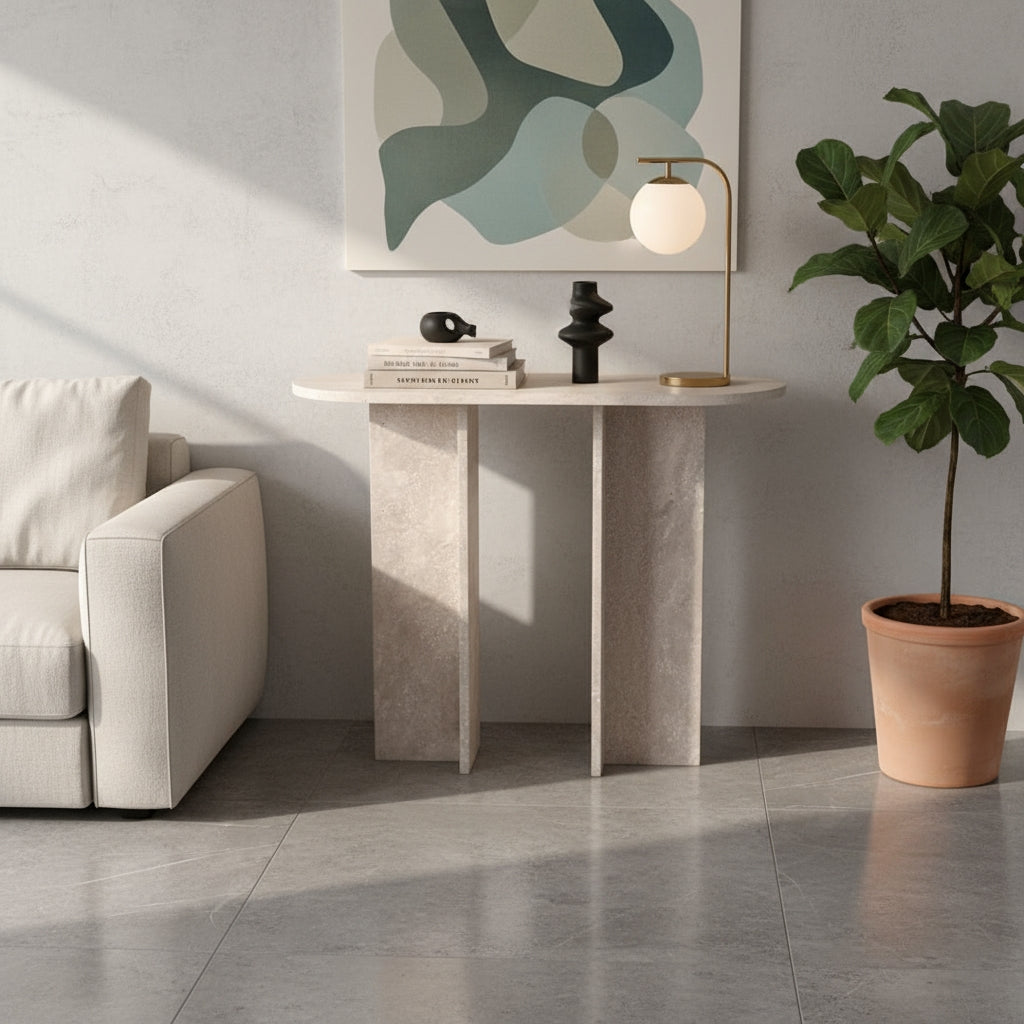 Console D'entrée En Travertin