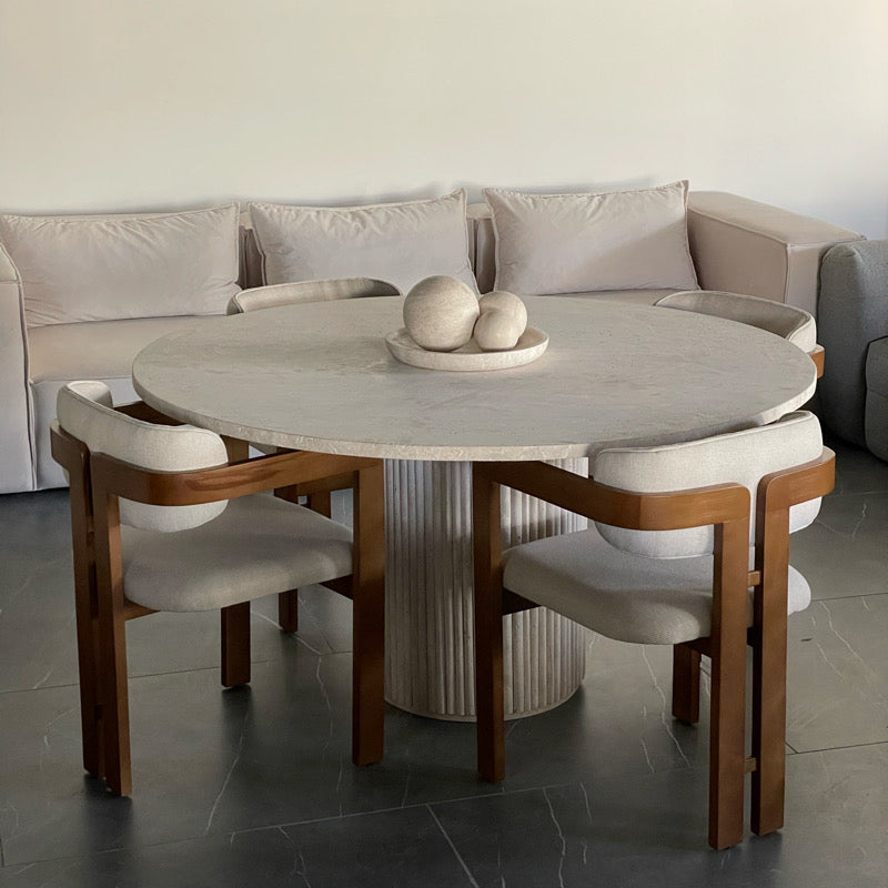 Table À Manger Ronde En Travertin