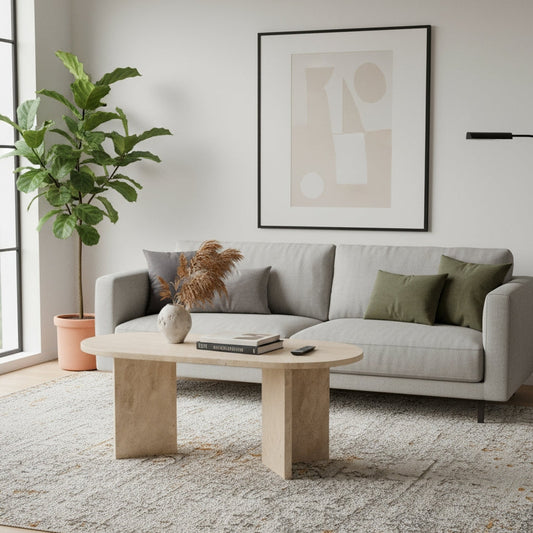 Ovall Travertine Coffee Table