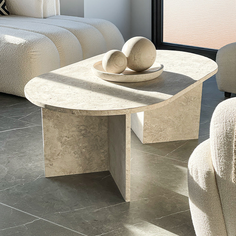 Table Basse Ovale En Travertin