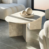 Table Basse Ovale En Travertin
