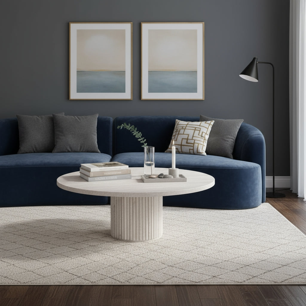 Table Basse En Travertin Rond Pied Bardage