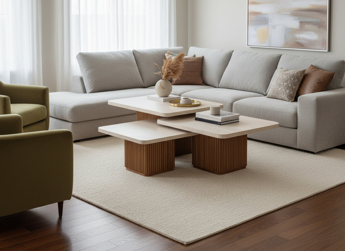 Ovall Travertine Coffee Table