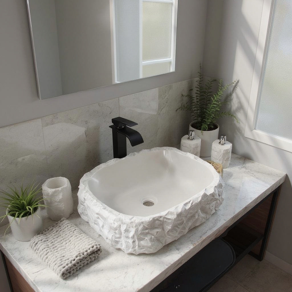 Natural Carrara white marble sink