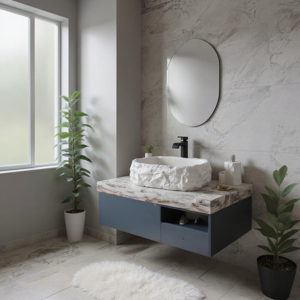 Natural Carrara white marble sink