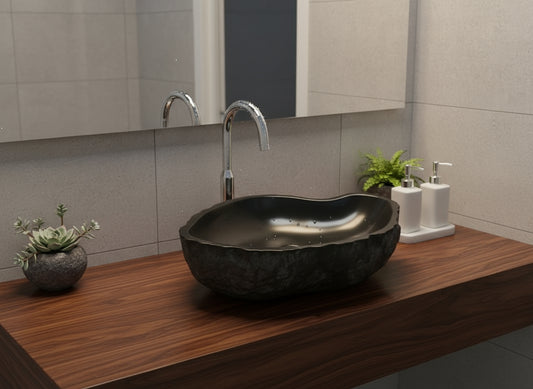 Natural black marble sink