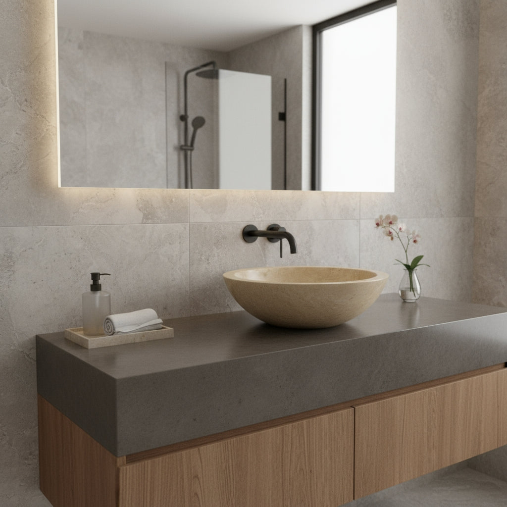 Natural black marble sink