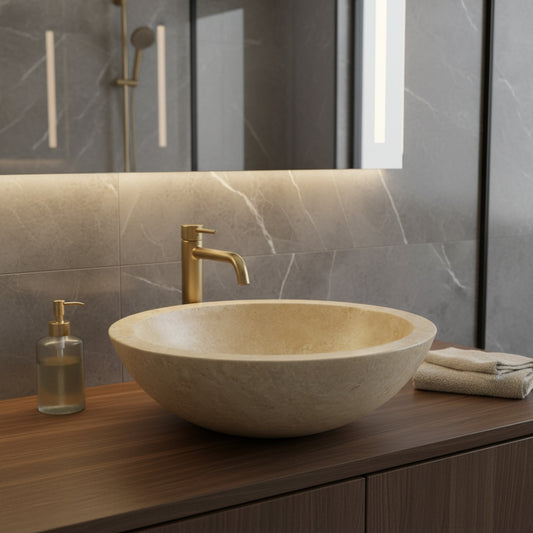 Natural black marble sink